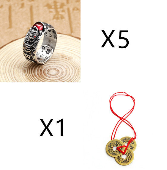 Ring - Little Pixiu Heart Sutra Ring Men And Women Lucky