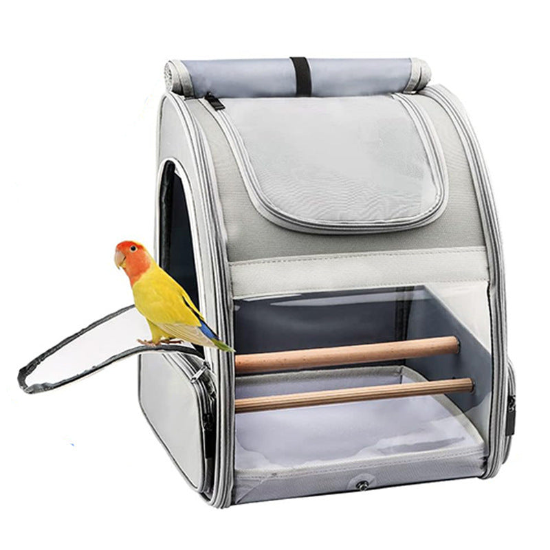 Pet travel cage with upgraded tray and standing perch