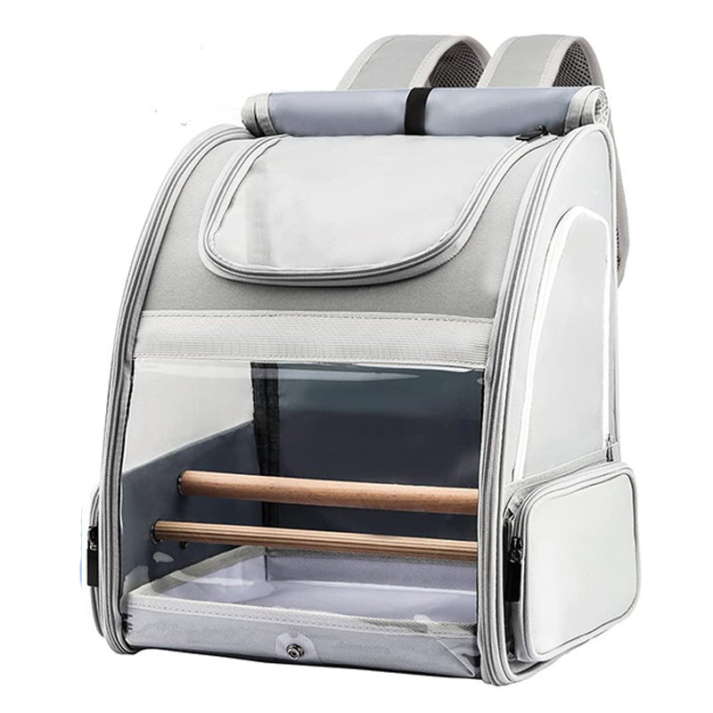 Pet travel cage with upgraded tray and standing perch