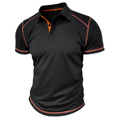 Men's Lapel Contrast Color Polo Shirt Short Sleeve