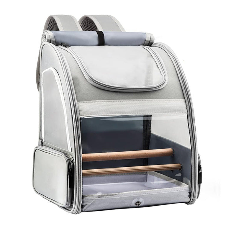 Pet travel cage with upgraded tray and standing perch