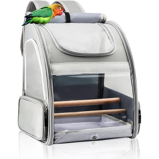 Pet travel cage with upgraded tray and standing perch