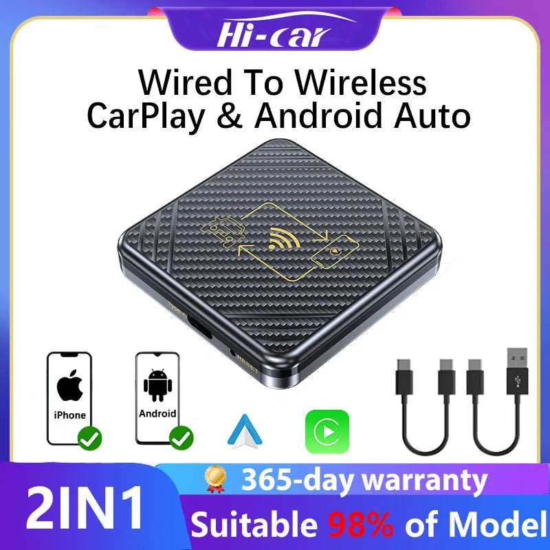 2024 Mini CarAI Box 2in1 Wireless CarPlay Dongle Wireless Android Auto Box For Car Radio with Wired CarPlay Plug and Play Ai Box