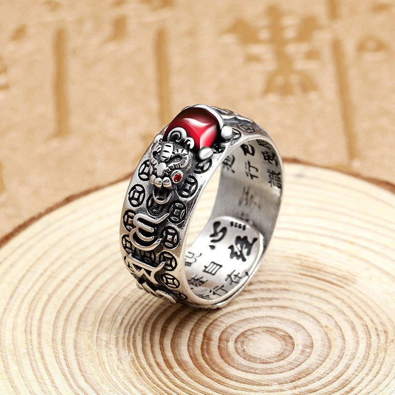 Ring - Little Pixiu Heart Sutra Ring Men And Women Lucky