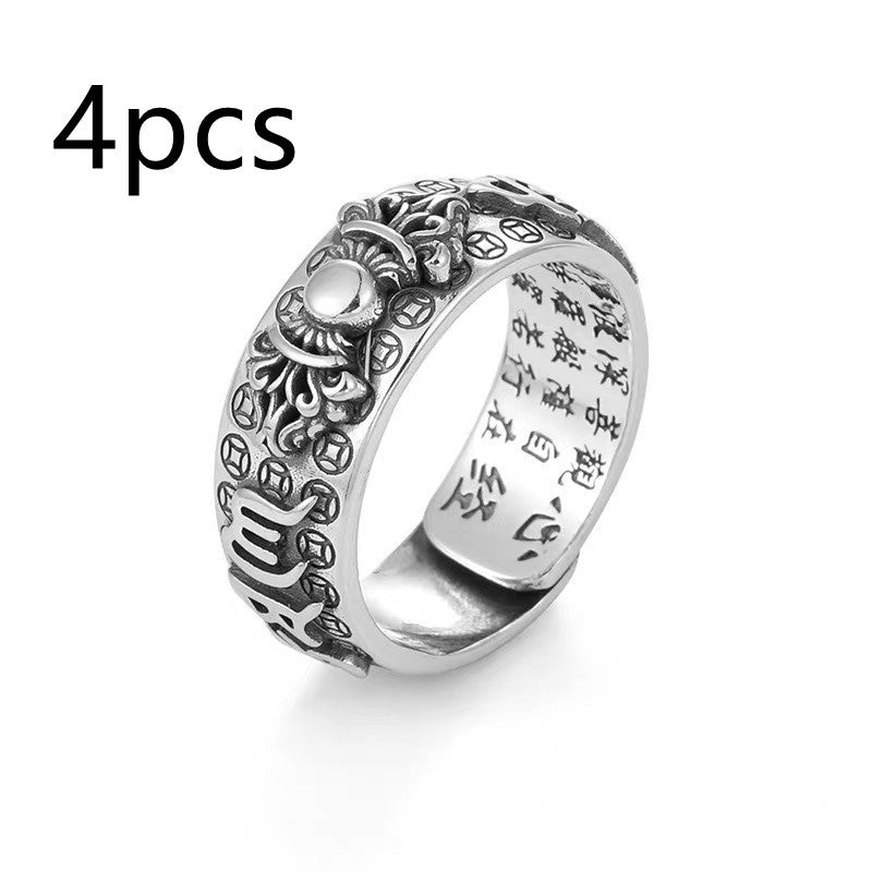 Ring - Little Pixiu Heart Sutra Ring Men And Women Lucky