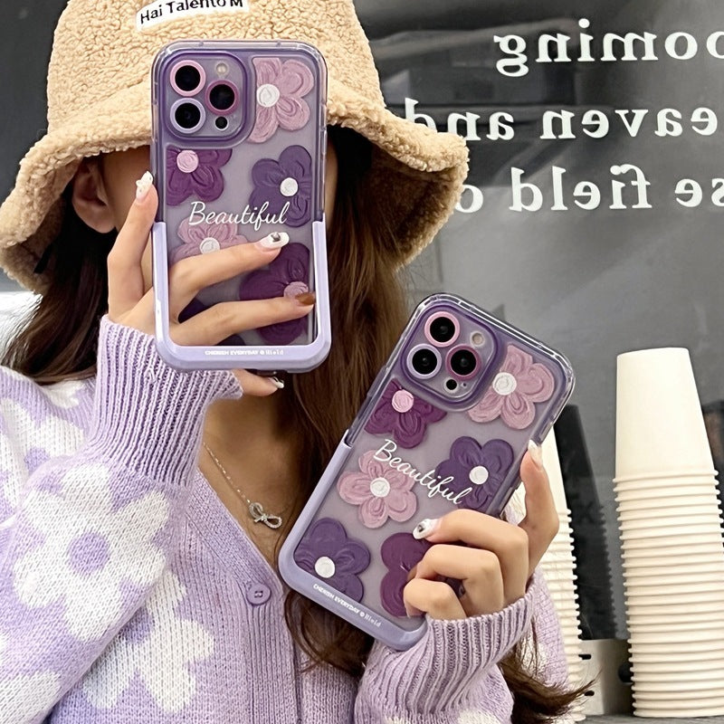 Cute Oil Painting Flower Invisible Bracket Phone Case