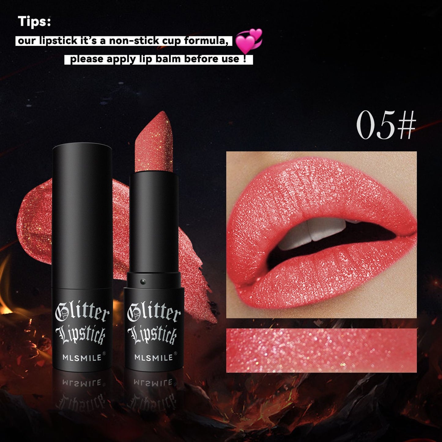 Glittering Lipstick, Long Lasting Nourishing Moisturizing 7 Colour