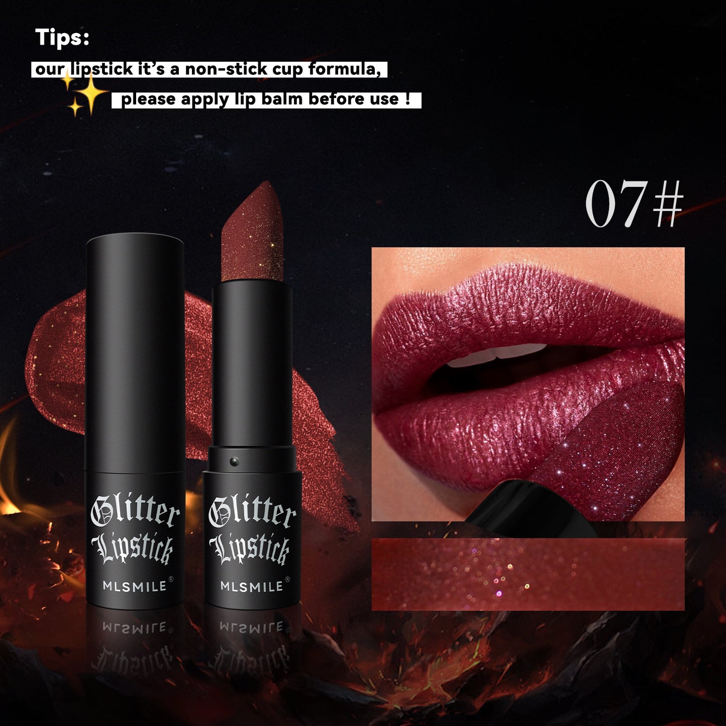 Glittering Lipstick, Long Lasting Nourishing Moisturizing 7 Colour
