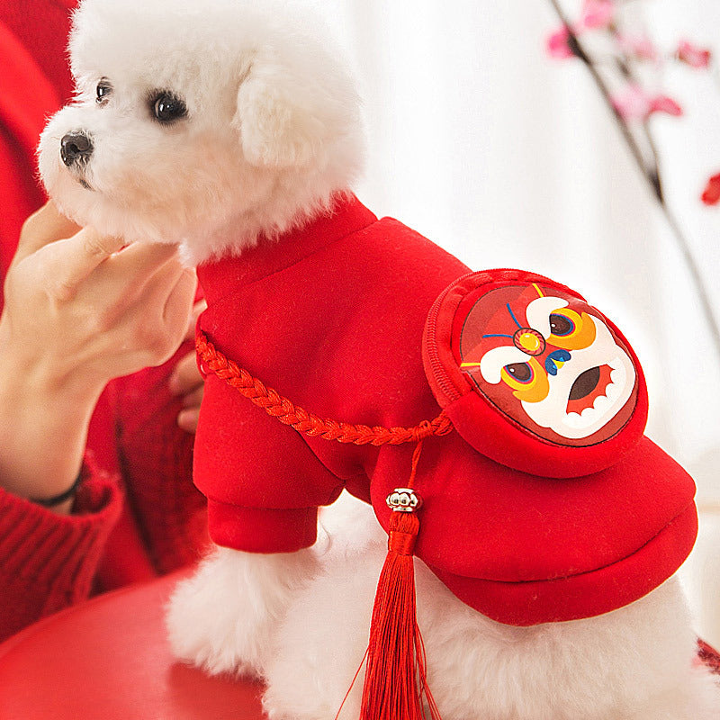 Pet Clothes Spring Lion Dance Hoodie Dog