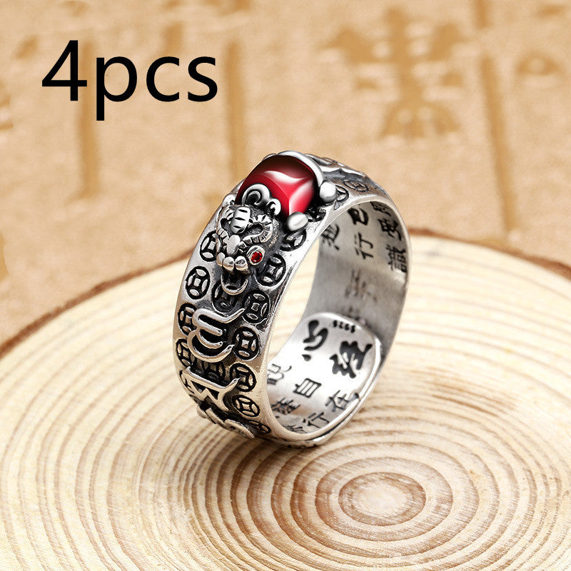 Ring - Little Pixiu Heart Sutra Ring Men And Women Lucky