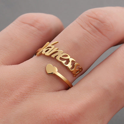 Customized Titanium Steel Name Ring With Stainless Steel Letters