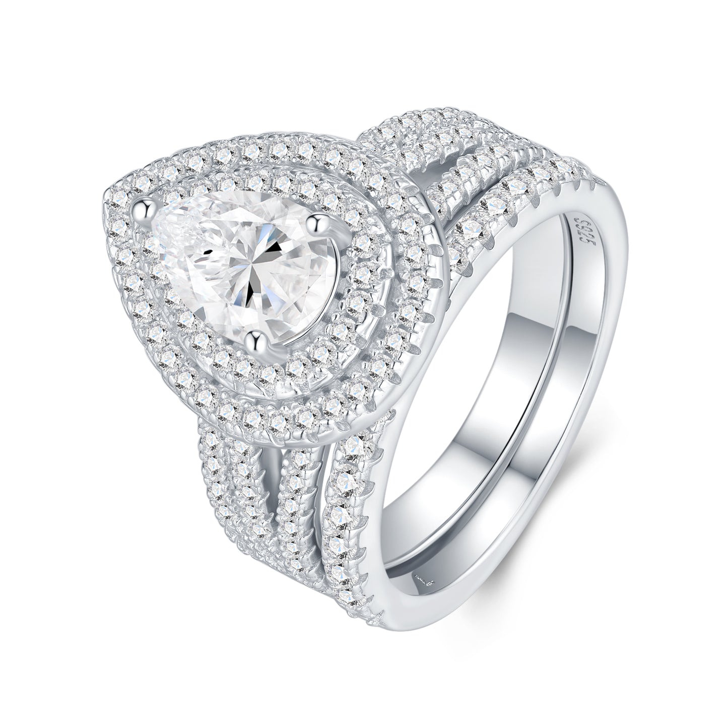 Engraved With Top-quality Moissanite, Exquisite S925 Silver Ring With Electroplated Platinum.