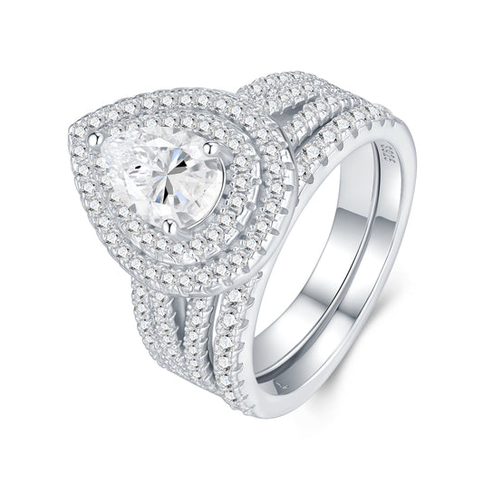 Engraved With Top-quality Moissanite, Exquisite S925 Silver Ring With Electroplated Platinum.