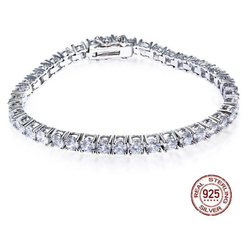 Real 925 Sterling Silver Bracelet - Tennis Bracelet Style