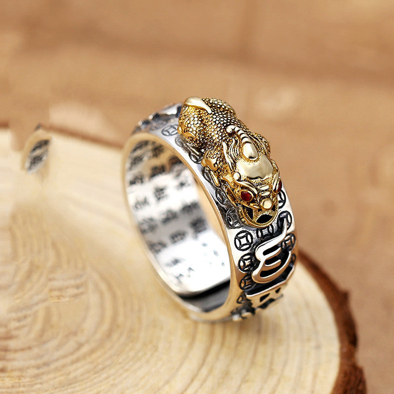 Ring - Little Pixiu Heart Sutra Ring Men And Women Lucky