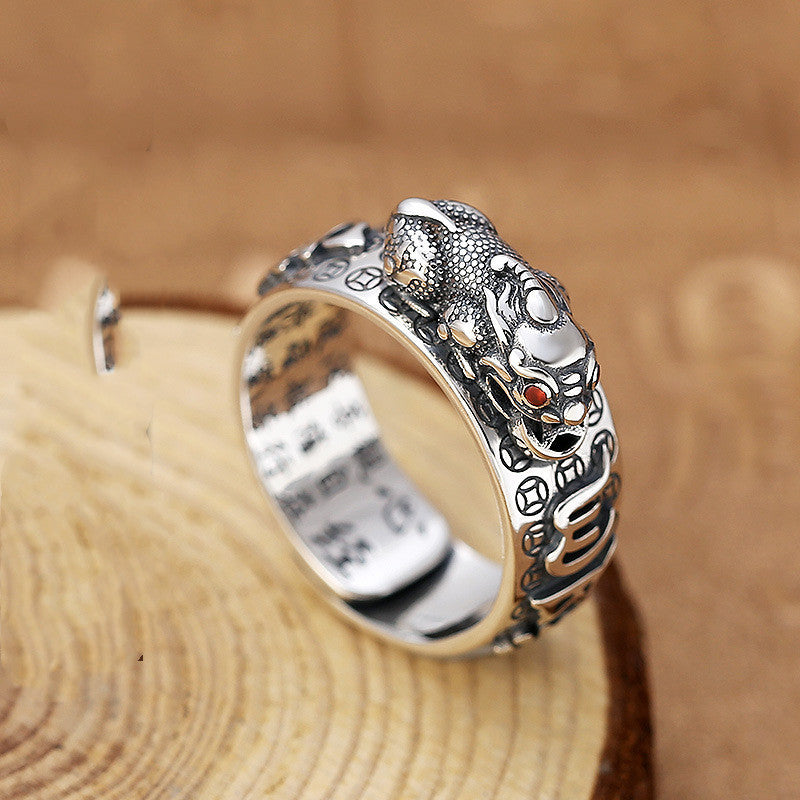 Ring - Little Pixiu Heart Sutra Ring Men And Women Lucky