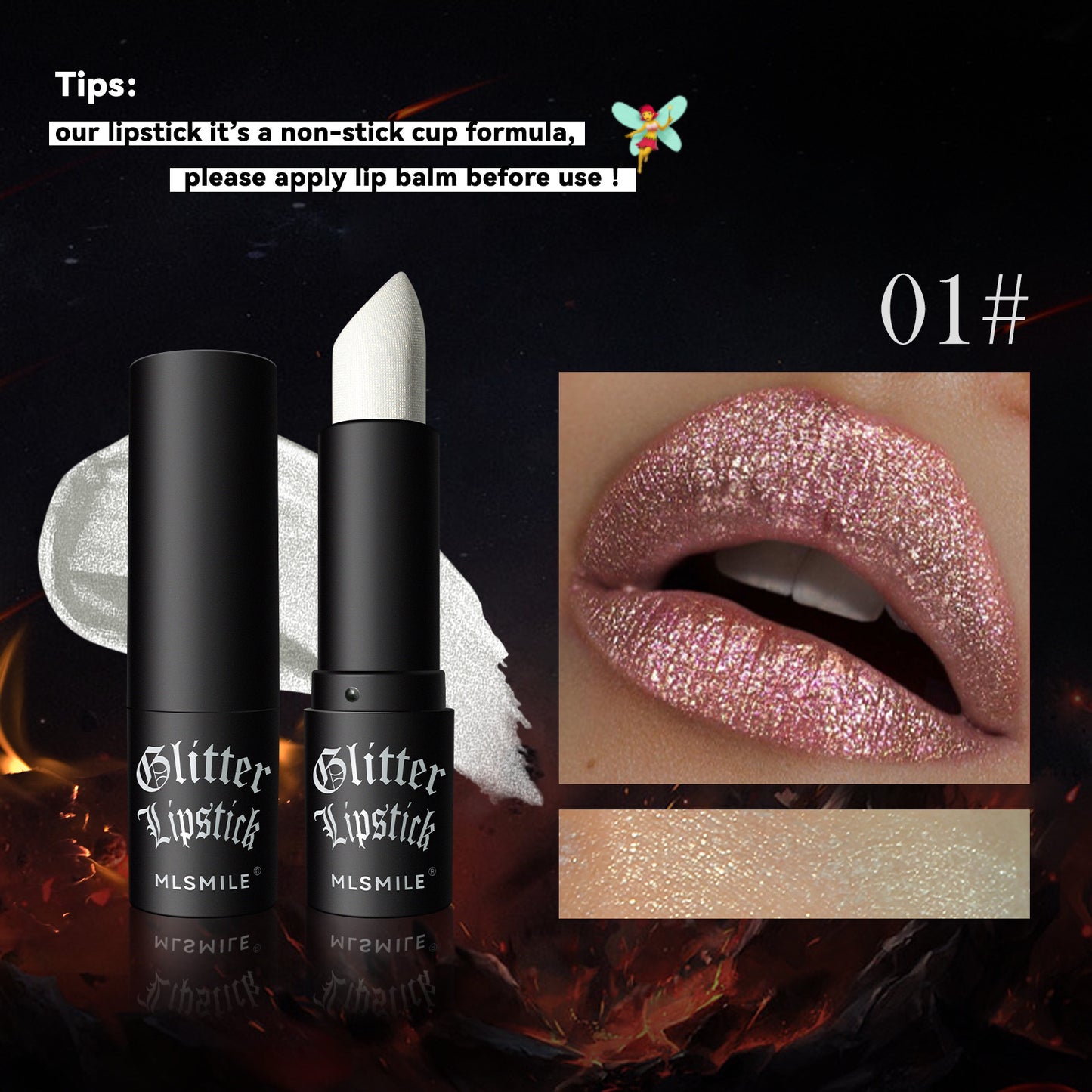 Glittering Lipstick, Long Lasting Nourishing Moisturizing 7 Colour