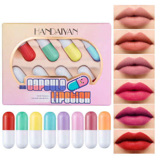 8 colours mini Pill Capsule Lipstick Lip Balm
